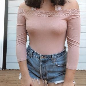 blush lace bodysuit